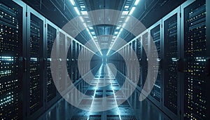 Infinite Data Center Server Rack Corridor