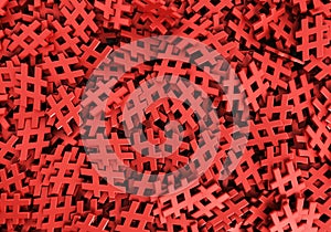 Infinite hashtags on a plane original 3d rendering illustration