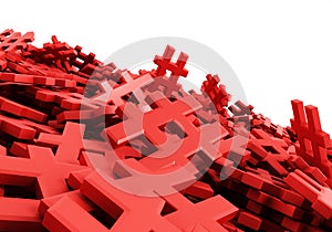 Infinite hashtags on a plane original 3d rendering illustration