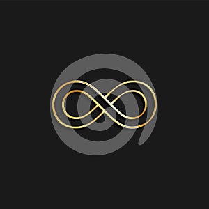 Infinite, infinity gold icon. Vector illustration of golden particle background