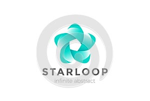 Infinite Looped Ribbon Star Flower Logo abstract d photo