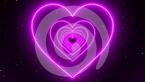 Infinite Looping Animation Neon pink Lights Love Heart Tunnel and Romantic