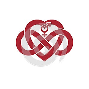 Infinite Love concept, vector symbol created with infinity loop