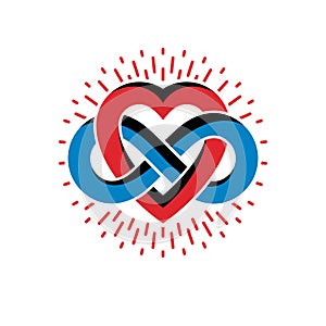 Infinite Love concept, vector symbol created with infinity loop