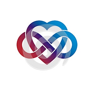 Infinite Love concept, vector symbol created with infinity loop