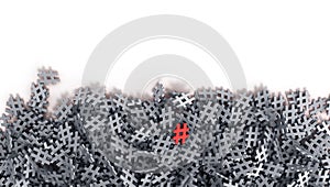 Infinite red hash-tag on a plane original 3d rendering image