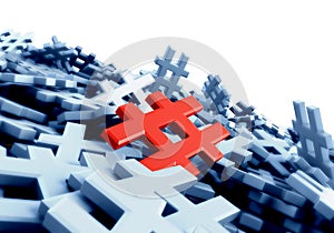 Infinite red hashtag on a plane original 3d rendering image