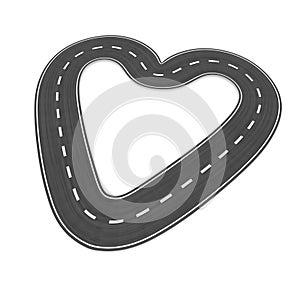 Infinite road in heart shape