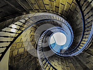 Infinite spiral with a balcony heading to the light