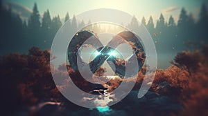 Infinite symbol wallpapers in the style of double exposure