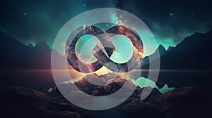Infinite symbol wallpapers in the style of double exposure