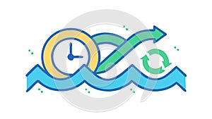 Infinite Time Loop Icon, Perpetual Motion Process Flow Vector, vector design Generative AI