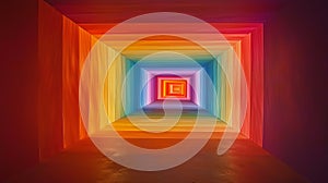 infinite gradient tunnel with shifting hues and minimalist psychedelic atmosphere photo