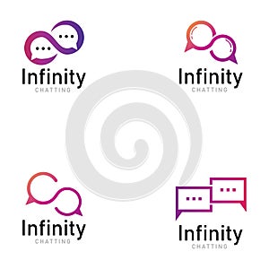 infinity chat media logo icon vector.