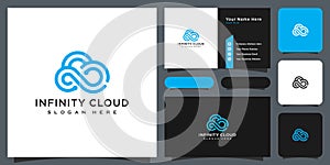 Infinity cloud logo design vector and business card