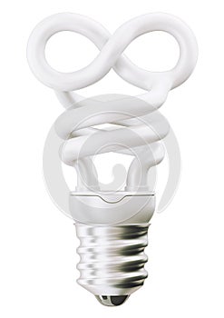 Infinity or eternity symbol light bulb over white