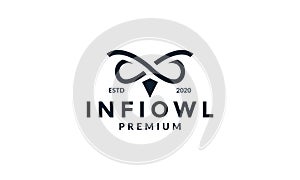 Infinity eyes bird owl logo design