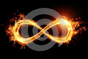 Infinity fire sign isolated on black background