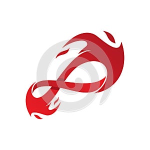 Infinity fire vector icon on the white background