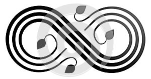 Infinity flourish symbol icon - black gradient, isolated - vector