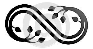 Infinity flourish symbol icon - black gradient outline, isolated - vector
