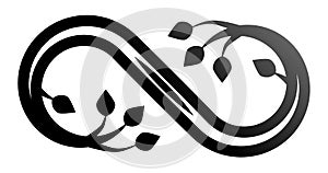 Infinity flourish symbol icon - black gradient outline, isolated - vector