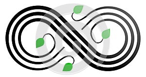 Infinity flourish symbol icon - black green gradient, isolated - vector