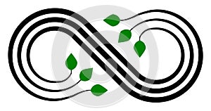 Infinity flourish symbol icon - black green, isolated - vector