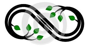 Infinity flourish symbol icon - black green outline, isolated - vector