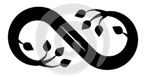 Infinity flourish symbol icon - black, isolated - vector