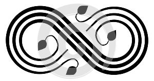 Infinity flourish symbol icon - black, isolated - vector