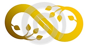 Infinity flourish symbol icon - golden gradient, isolated - vector