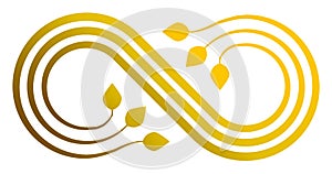 Infinity flourish symbol icon - golden gradient, isolated - vector