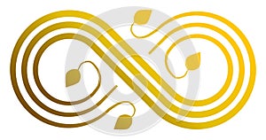 Infinity flourish symbol icon - golden gradient, isolated - vector