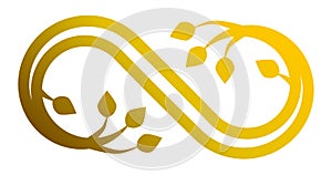 Infinity flourish symbol icon - golden gradient outline, isolated - vector