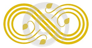 Infinity flourish symbol icon - golden, isolated - vector