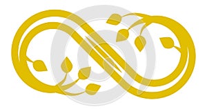 Infinity flourish symbol icon - golden outline, isolated - vector