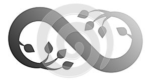 Infinity flourish symbol icon - gray gradient, isolated - vector