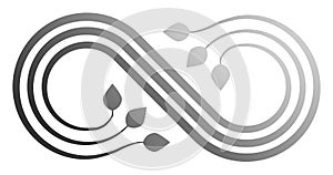 Infinity flourish symbol icon - gray gradient, isolated - vector