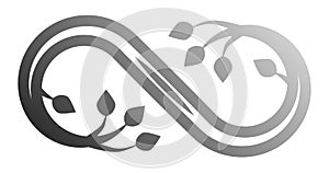 Infinity flourish symbol icon - gray gradient outline, isolated - vector