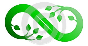 Infinity flourish symbol icon - green gradient, isolated - vector