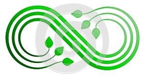 Infinity flourish symbol icon - green gradient, isolated - vector
