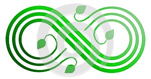 Infinity flourish symbol icon - green gradient, isolated - vector