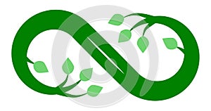 Infinity flourish symbol icon - green, isolated - vector