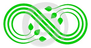 Infinity flourish symbol icon - green, isolated - vector