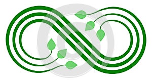 Infinity flourish symbol icon - green, isolated - vector