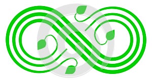 Infinity flourish symbol icon - green, isolated - vector