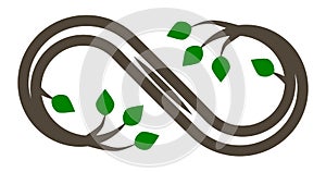 Infinity flourish symbol icon - tree outline, isolated - vector