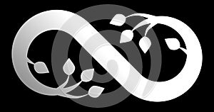 Infinity flourish symbol icon - white gradient, isolated - vector