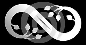 Infinity flourish symbol icon - white gradient, isolated - vector